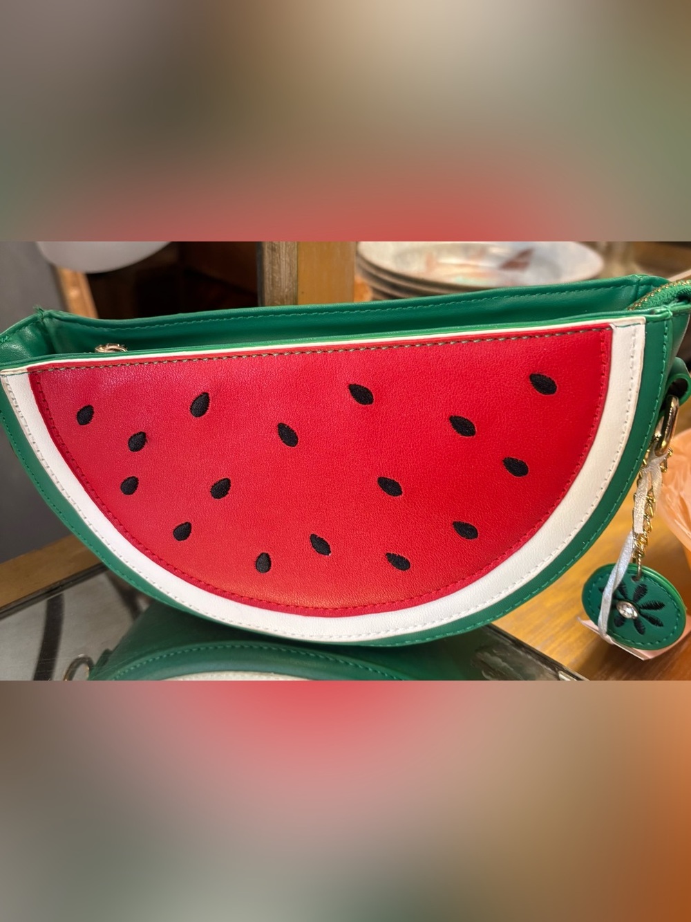 Amiana Watermelon Slice Crossbody Bag - Green/Red